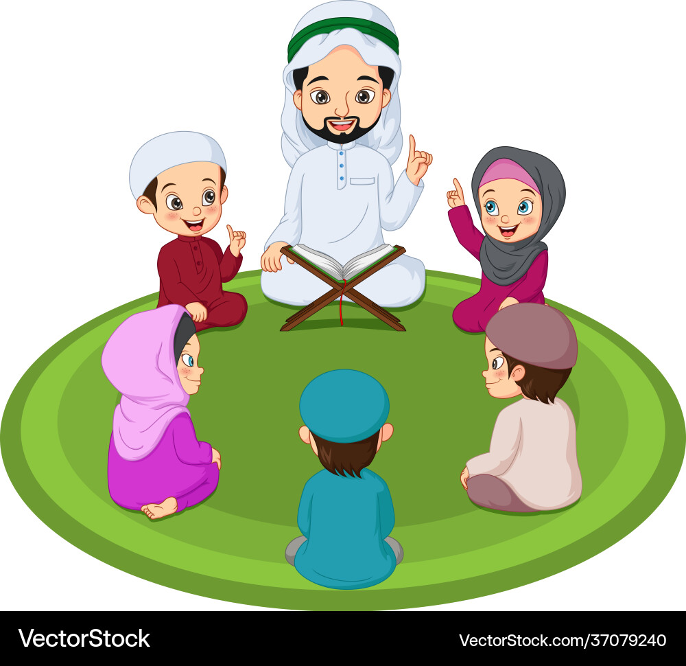 Muslim Students Learning the Quran Royalty Free Vector Image