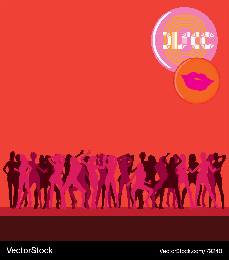 Retro Disco Dance Silhouette Vector Image