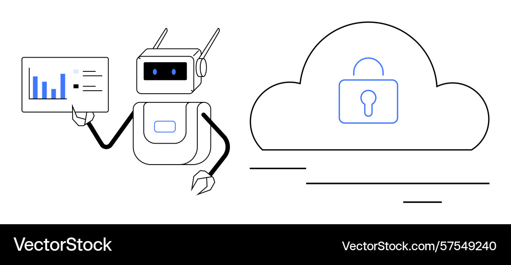 Robot analyzing data with a digital chart Robot analyzing data with a digital chart vector image