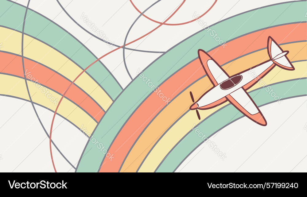 Small plane flying with abstract trails design Vector Image