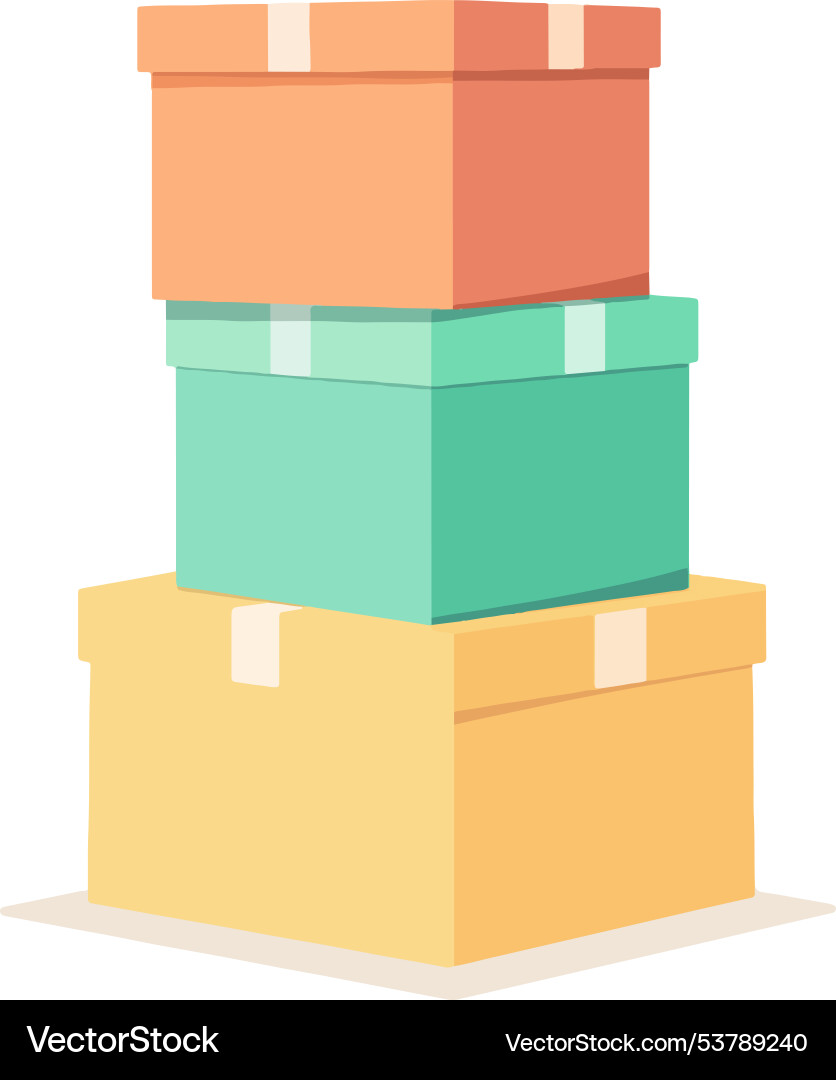 Stacked boxes in various colors storage Vector Image