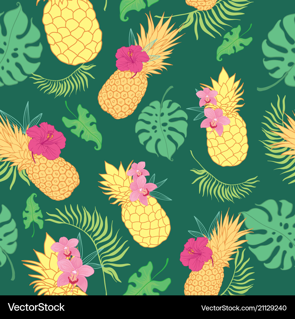 Tropische grüne Ananas nahtlose Wiederholungsmuster Tropische grüne Ananas nahtlose Wiederholungsmuster vektorbild