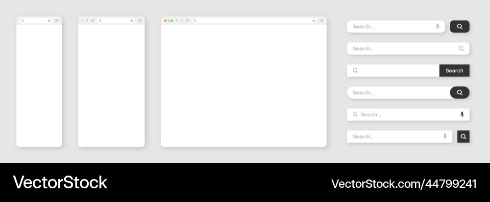 Blank internet browser window with various search Blank internet browser window with various search vector image