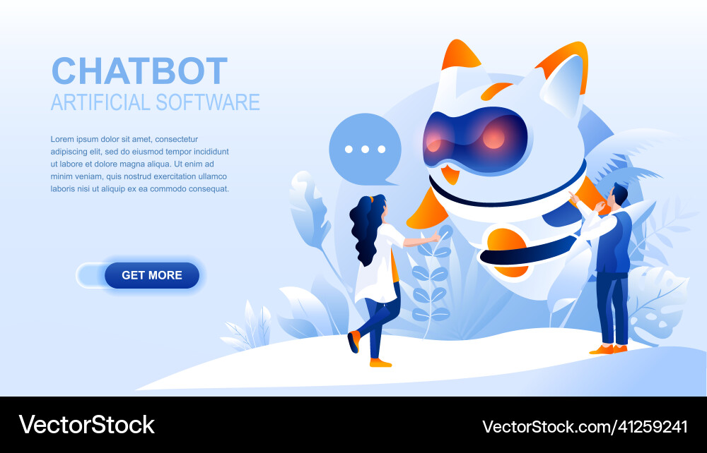 Chatbot flat landing page with header banner Chatbot flat landing page with header banner vector image