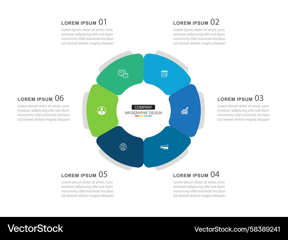 Circular Timeline with Number Data Vector Image