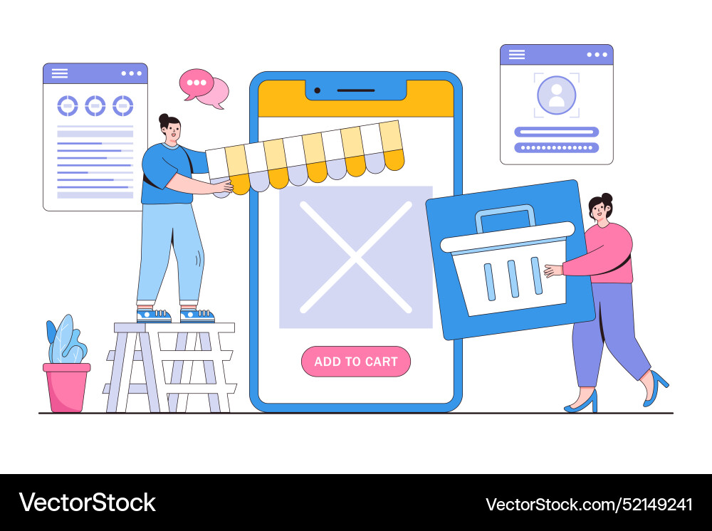 Flat design developer and designer team create Flat design developer and designer team create vector image