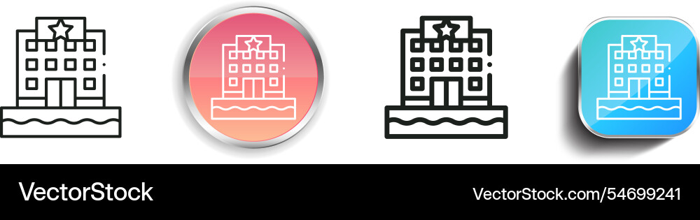 Hotel icon thin linear regular and button style vector image