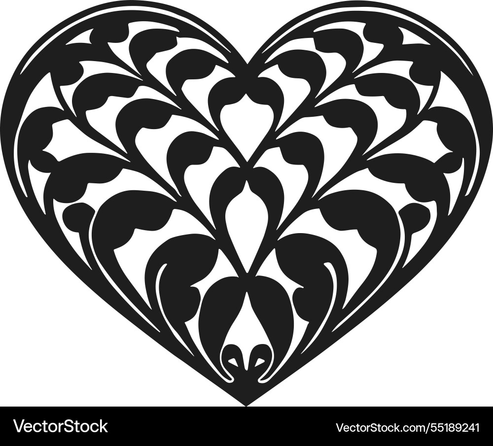 Intricia floral Herz Silhouette Design Intricia floral Herz Silhouette Design vektorbild