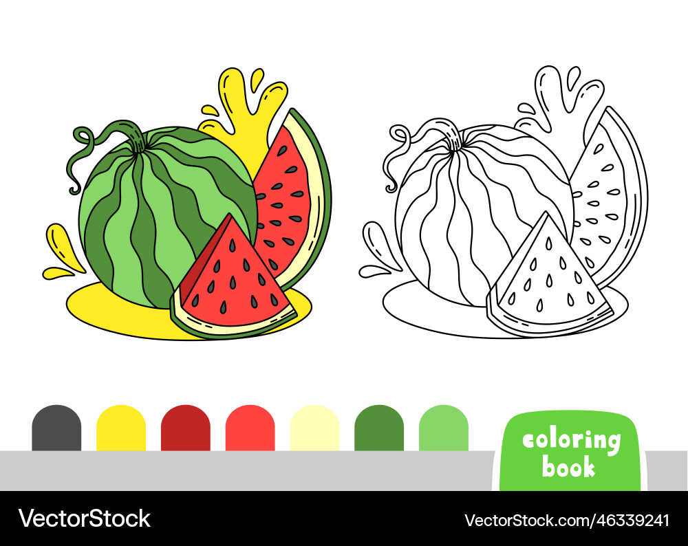 Malbuch für Kinder Wassermelone Seite Malbuch für Kinder Wassermelone Seite vektorbild