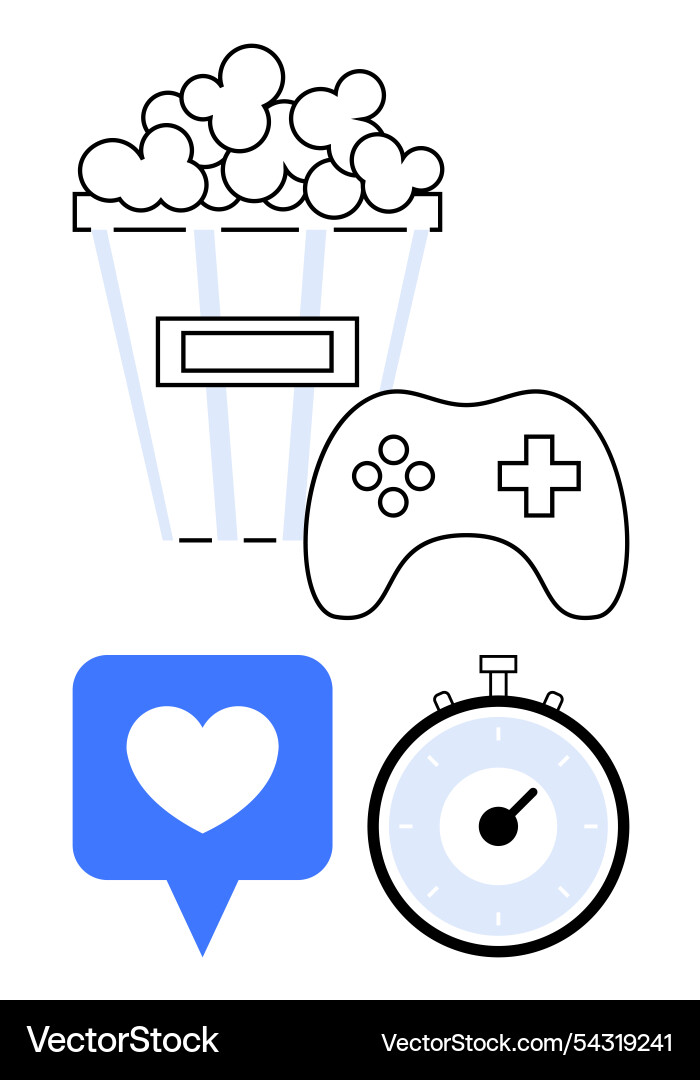Popcorn game controller heart notification Popcorn game controller heart notification vector image