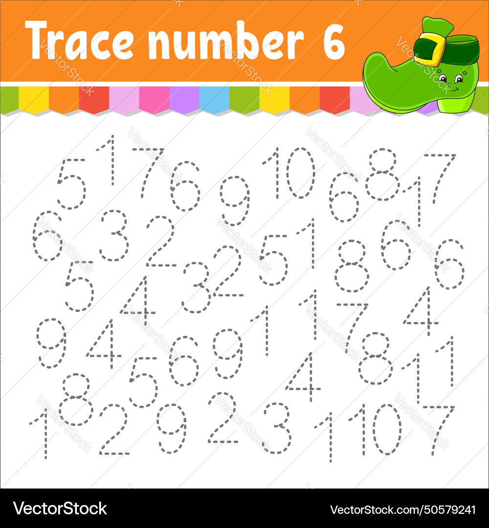 Trace number handwriting practice learning Vector Image