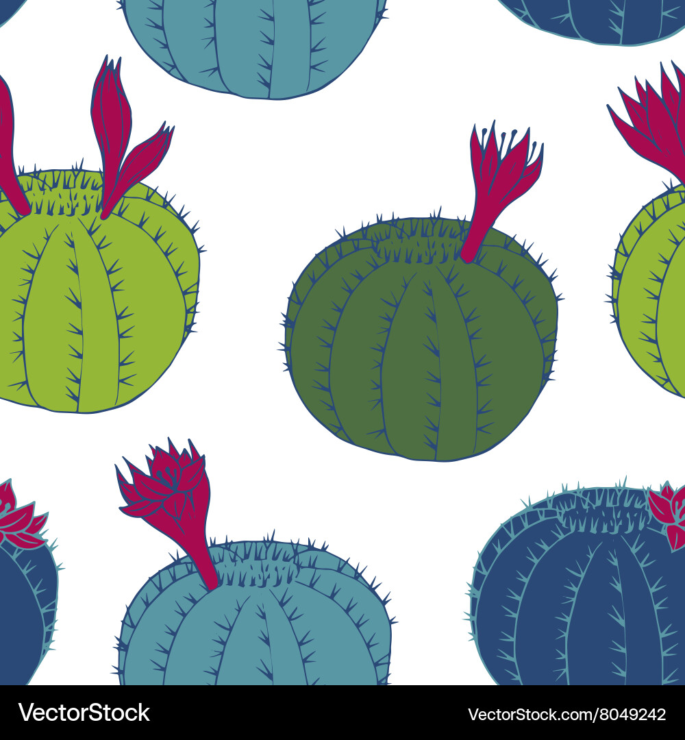 Abstract seamless pattern with cactuses vector image