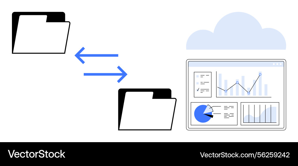 Cloud data transfer between local folders Cloud data transfer between local folders vector image