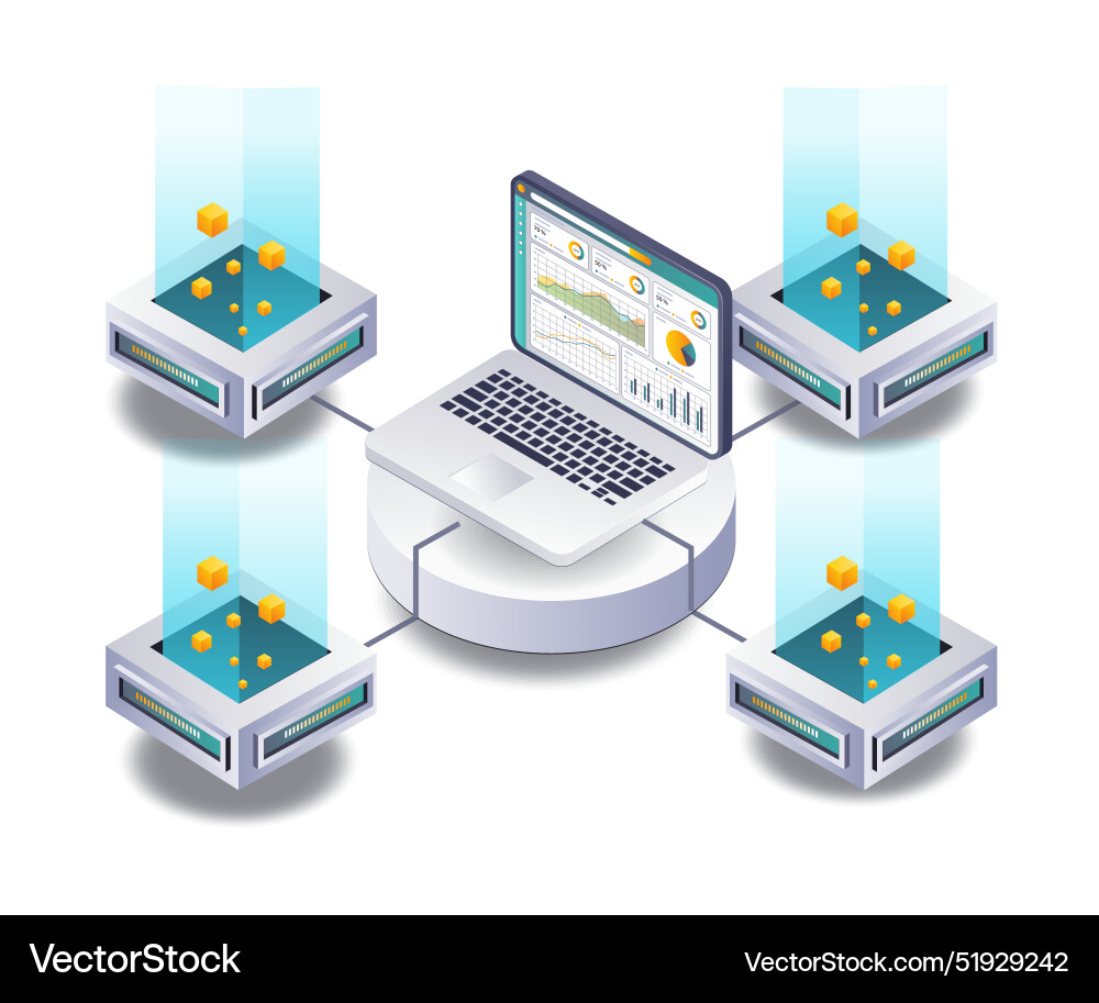 Computer analysis of blockchain technology Vector Image