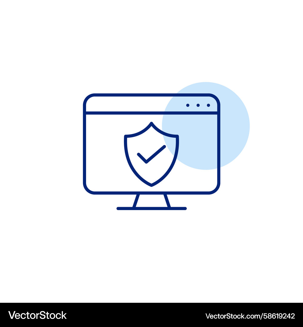 Computer monitor shield with checkmark safe Vector Image
