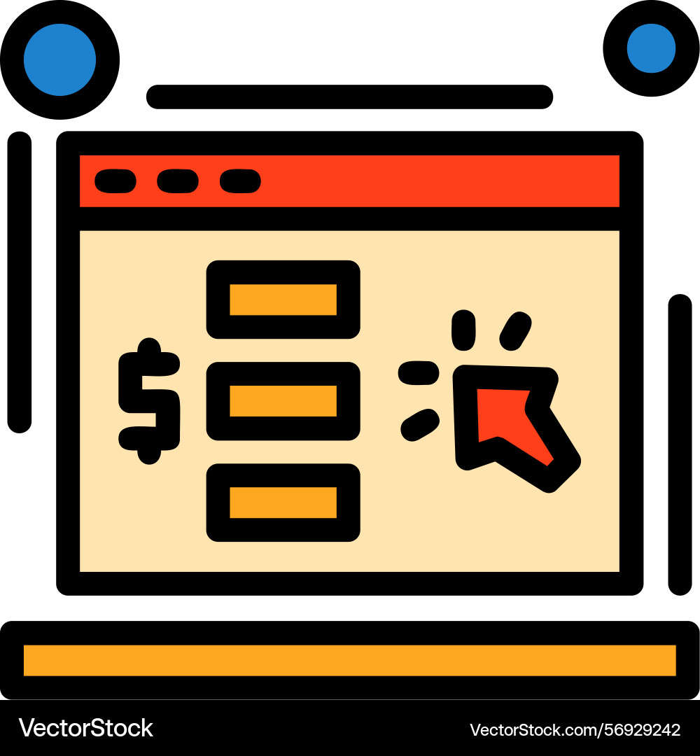 Cost per click line filled style icon design Vector Image