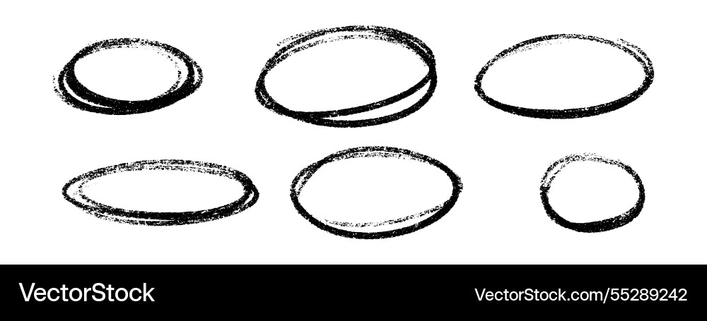 Crayon highlight oval frames set with textured Crayon highlight oval frames set with textured vector image