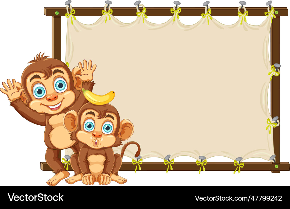 Cute monkey with empty board Cute monkey with empty board vector image
