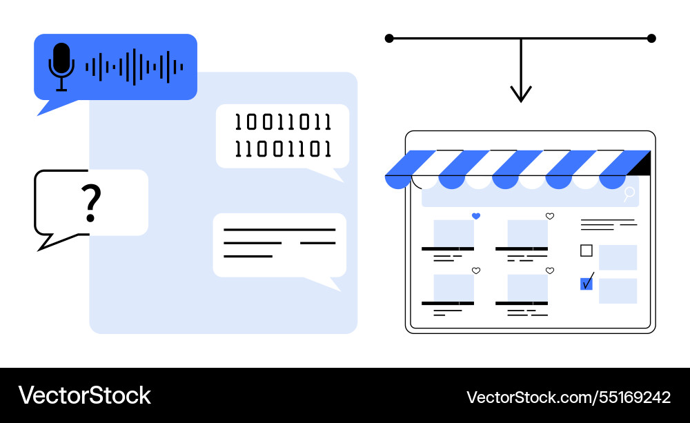 Digital conversational interface integrating voice Digital conversational interface integrating voice vector image