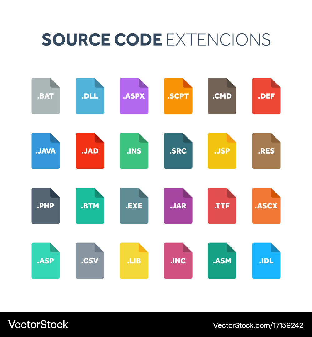 Flat Style Icon-Set Quellcode Programmierdatei Vektorbild