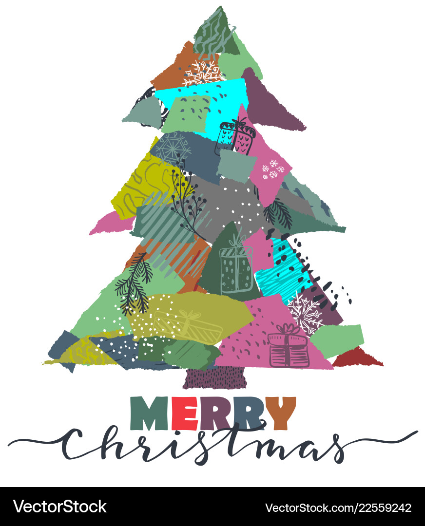Greeting card with christmas tree Greeting card with christmas tree vector image