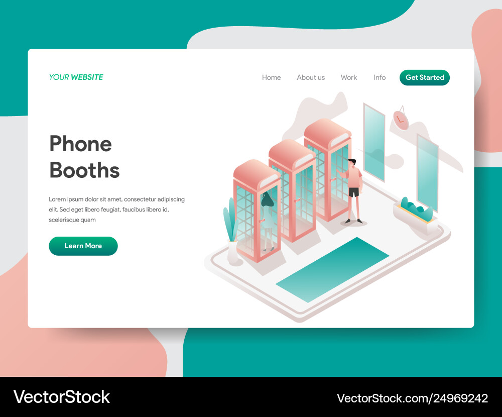 Landing page template phone booth concept Landing page template phone booth concept vector image