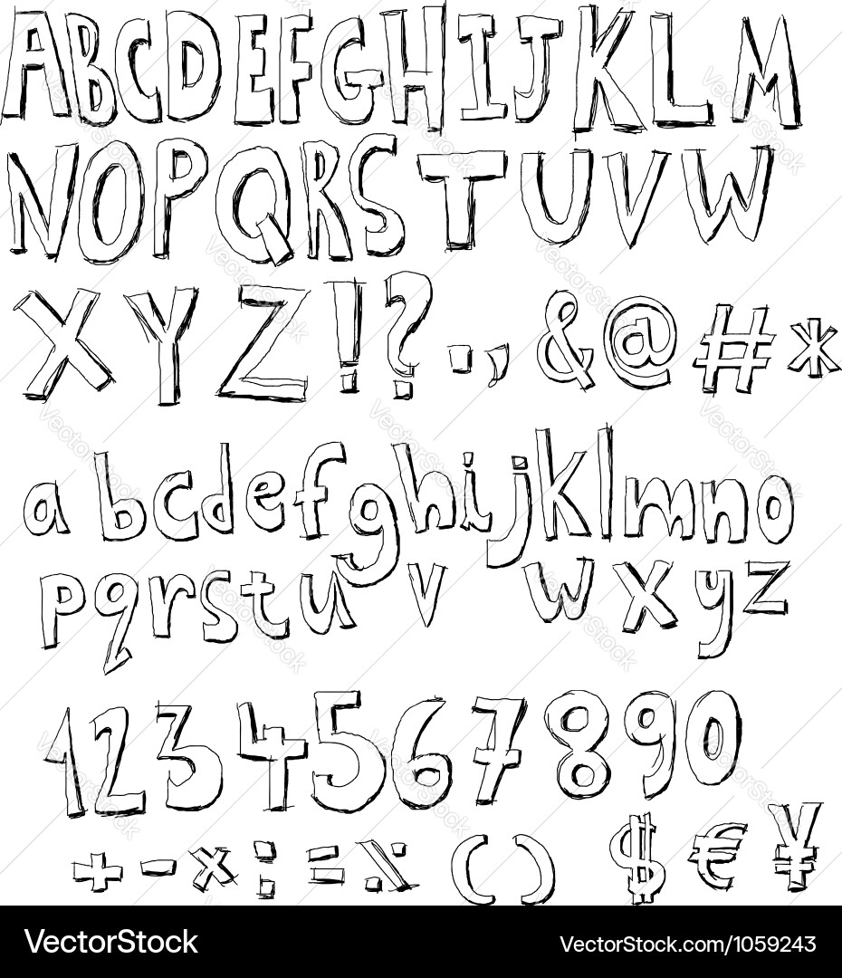 Alphabet Doodle Set Royalty Free Vector Image - VectorStock