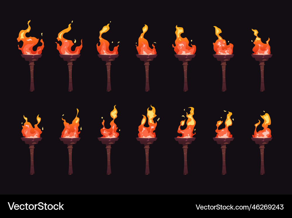 Burning Torch Animation Sequence vector image
