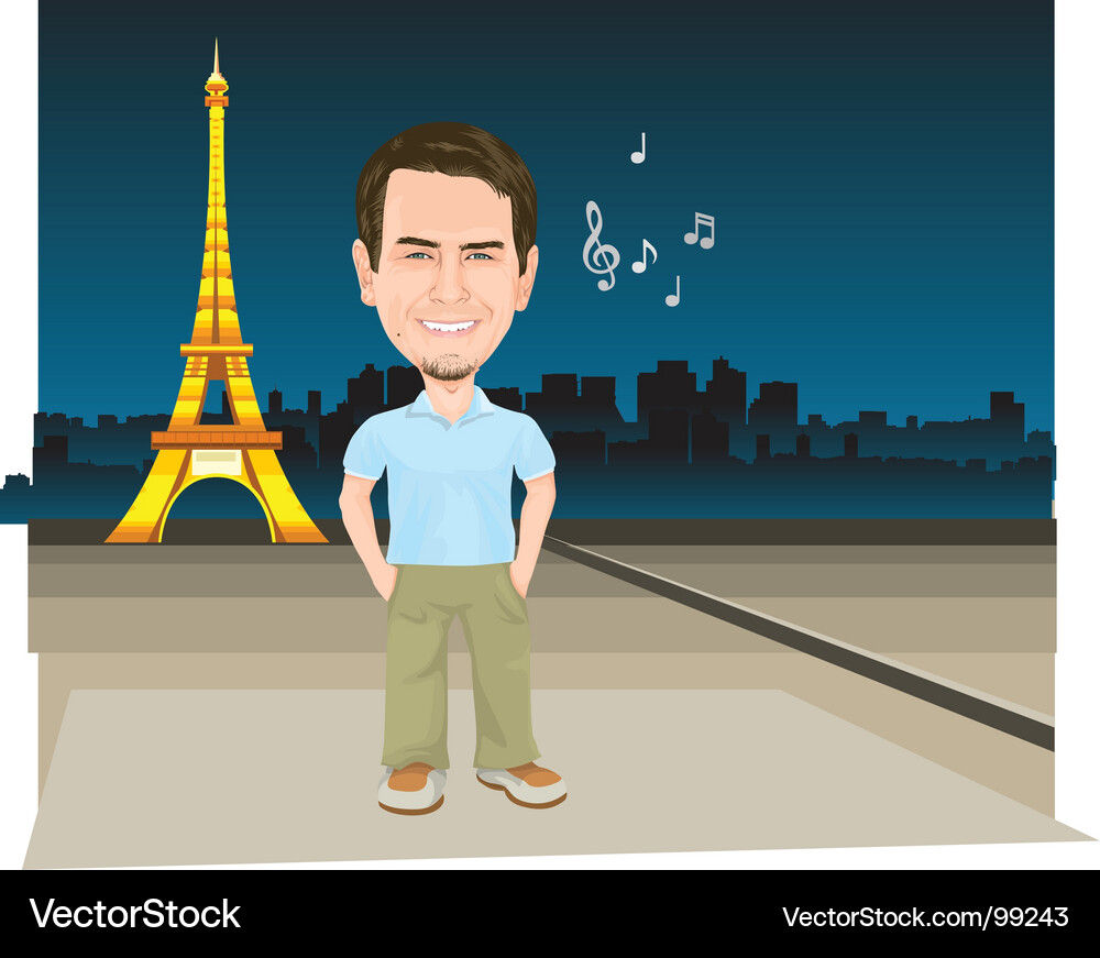 Cartoon Eiffel Tower Character Vector Image