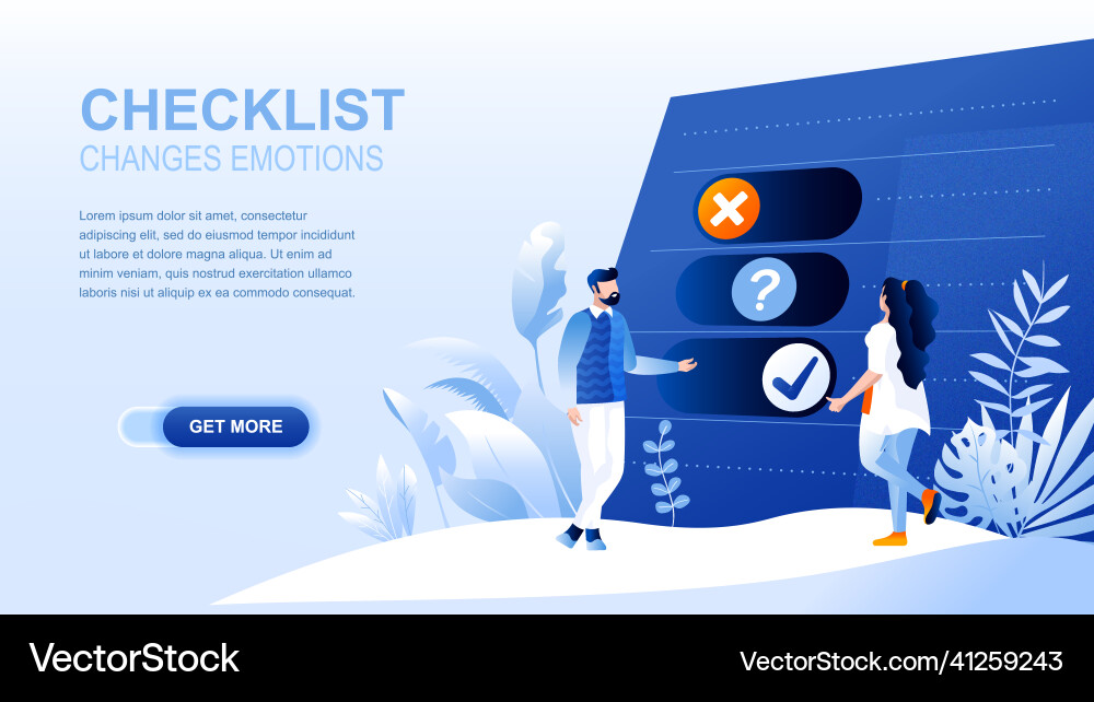 Checklist flat landing page with header banner Checklist flat landing page with header banner vector image