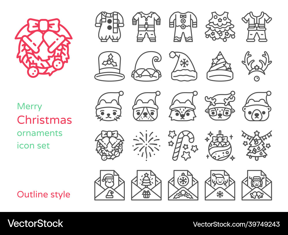 Christmas Ornament & Icon Collection Vector Image