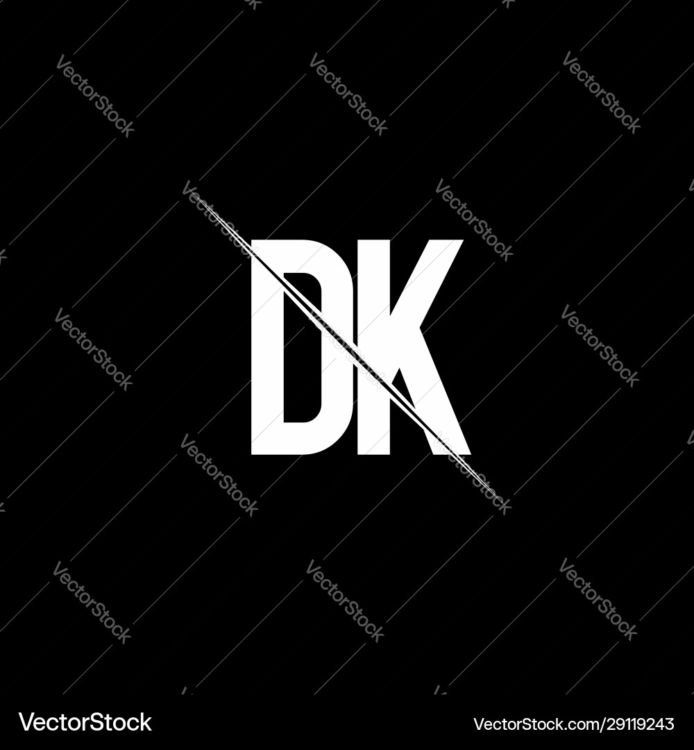 Dk logo monogram with slash style design template Dk logo monogram with slash style design template Vector Image