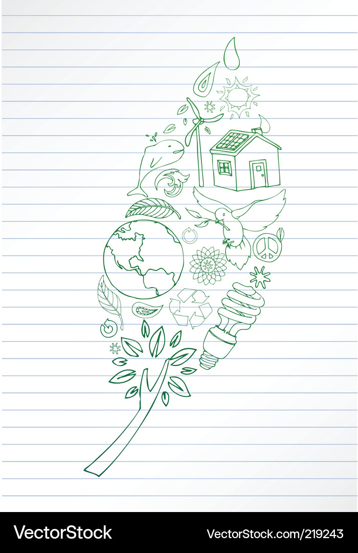 Eco-Friendly Doodles - Leaf Motif Vector Image