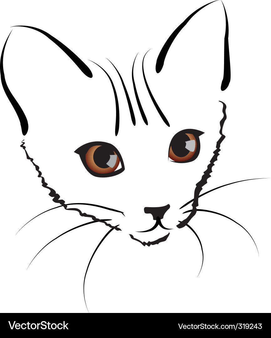 Elegant Cat Outline Vector Image