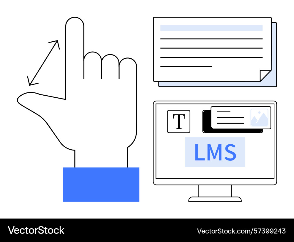 Hand gesture with digital learning interface vector image