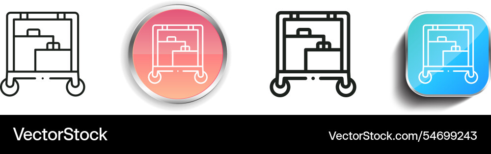 Hotel cart icon thin linear regular and button vector image