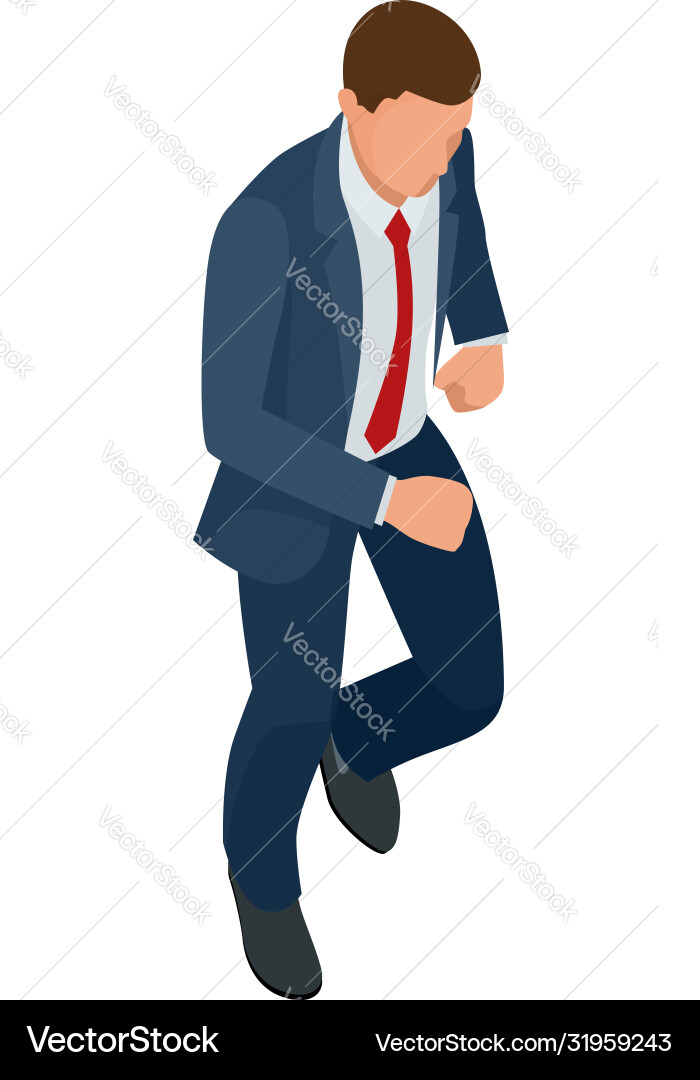 Isometric businessman isolated on write creating Vector Image