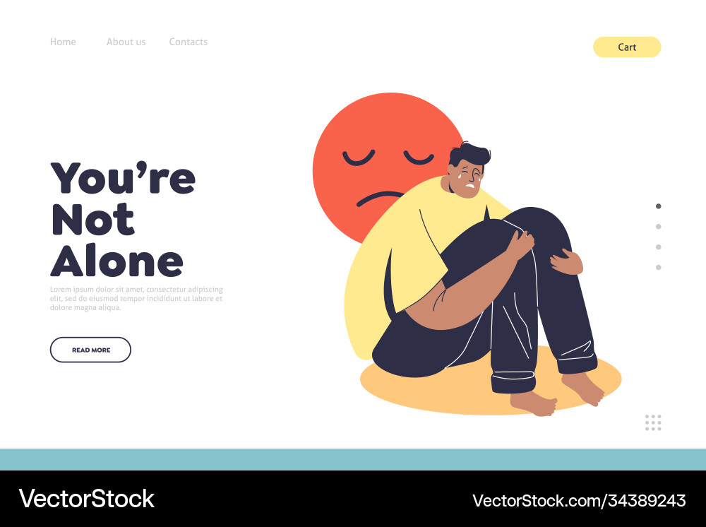 Landing page with loneliness concept and cartoon Landing page with loneliness concept and cartoon vector image