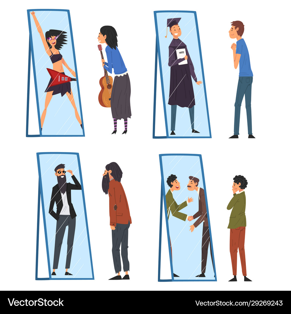 People Reflecting in Mirrors – Royalty-Free Vector | VectorStock, image size:1000x1080