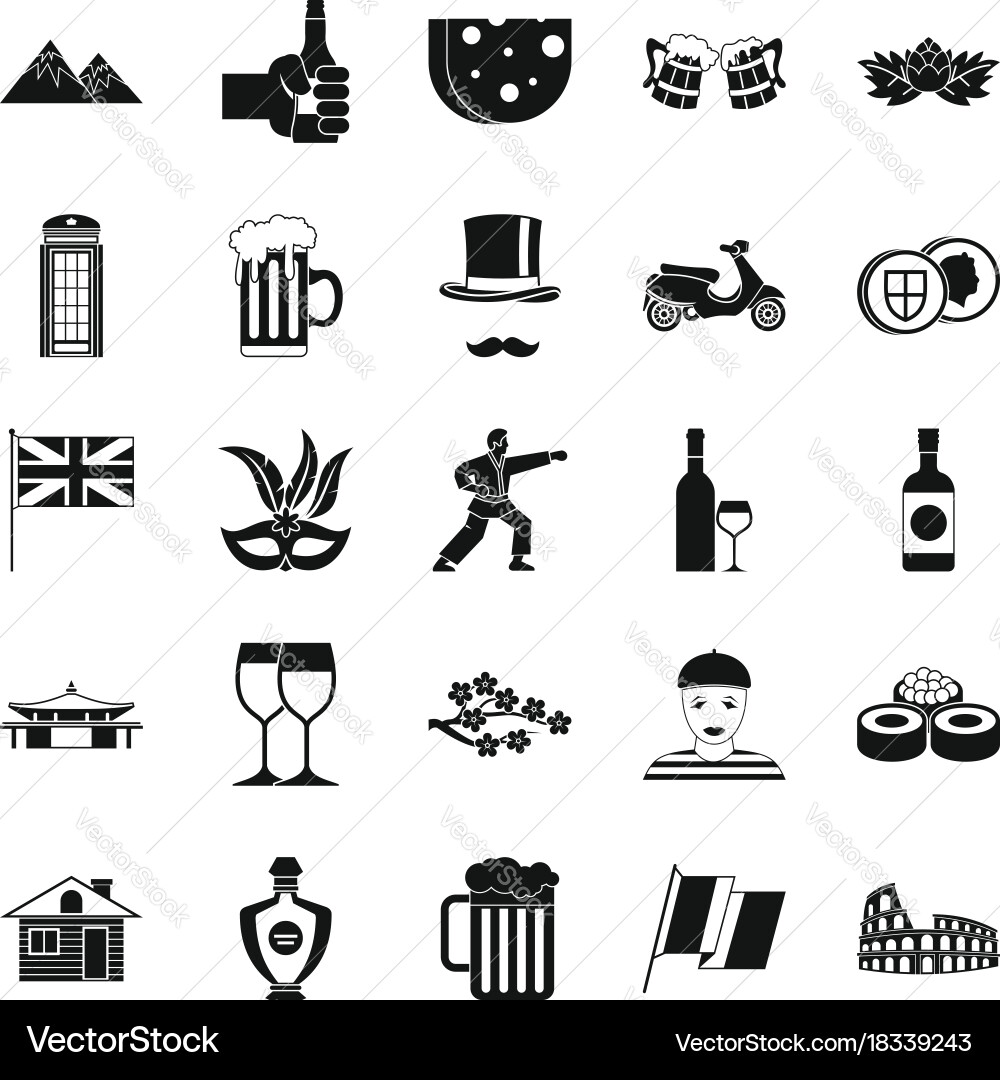 Rest zone icons set simple style Vector Image