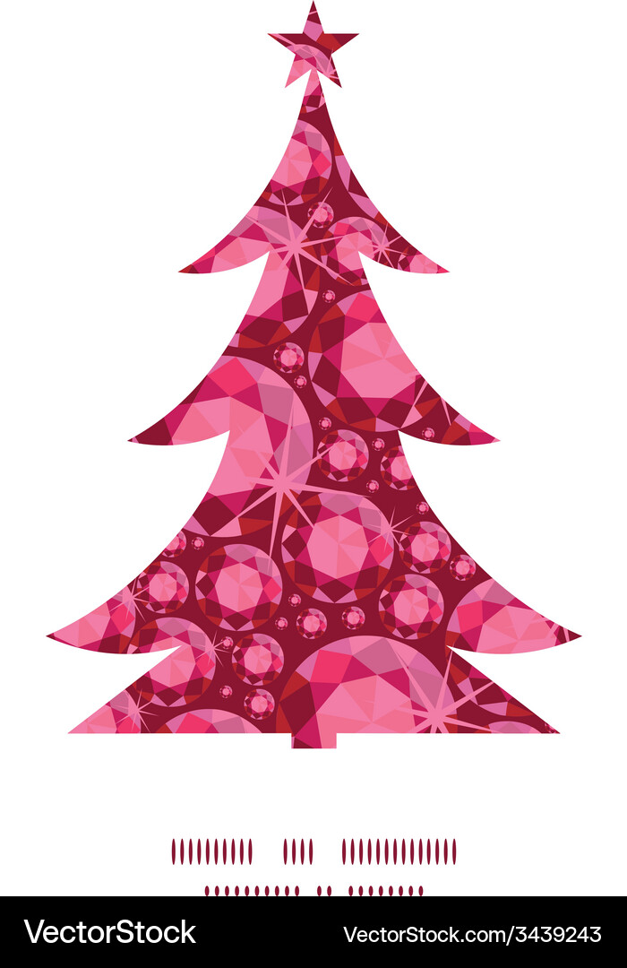 Ruby christmas tree silhouette pattern frame card Vector Image