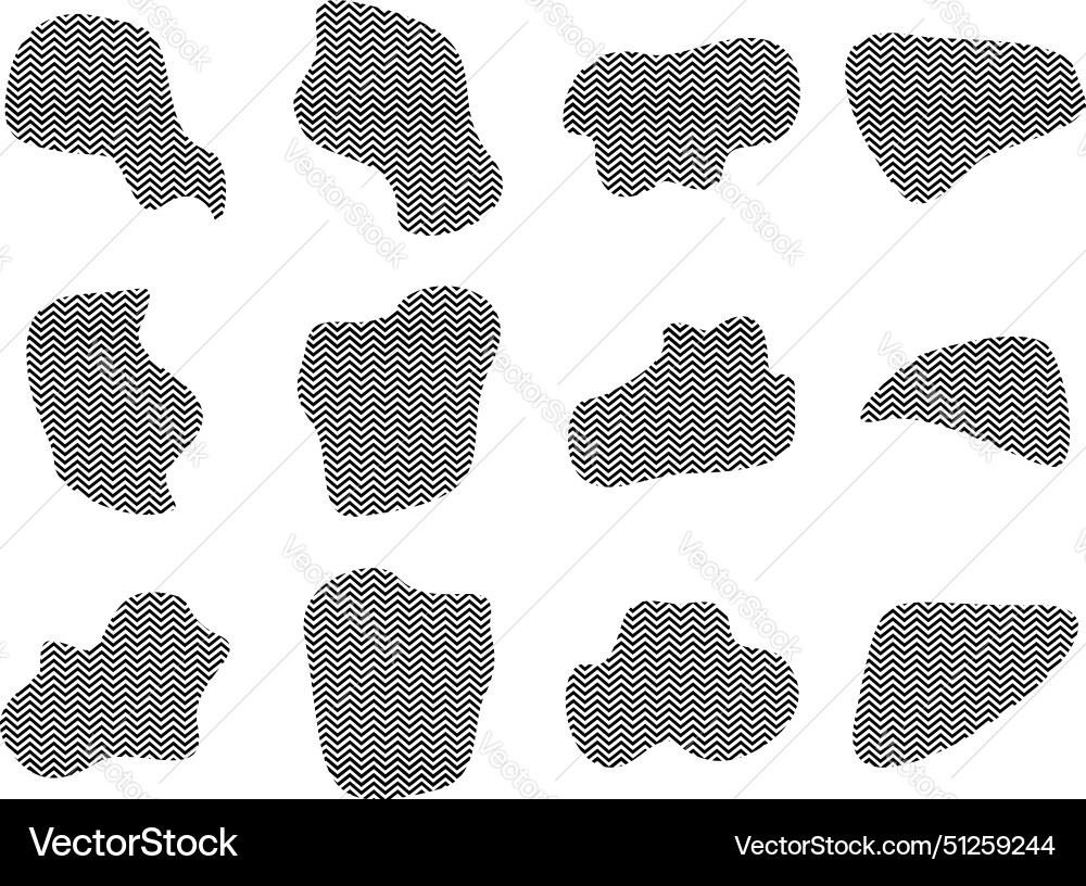 Blobs fluid shapes with zig zag stripes pictogram Blobs fluid shapes with zig zag stripes pictogram vector image