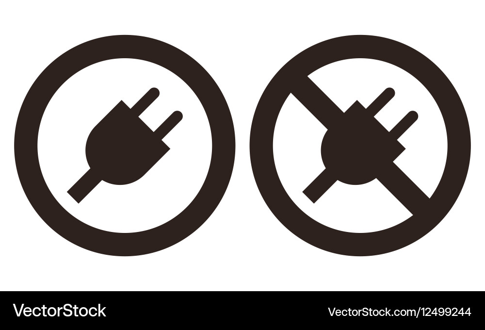Plug and No Plug Symbols Royalty Free Vector Image