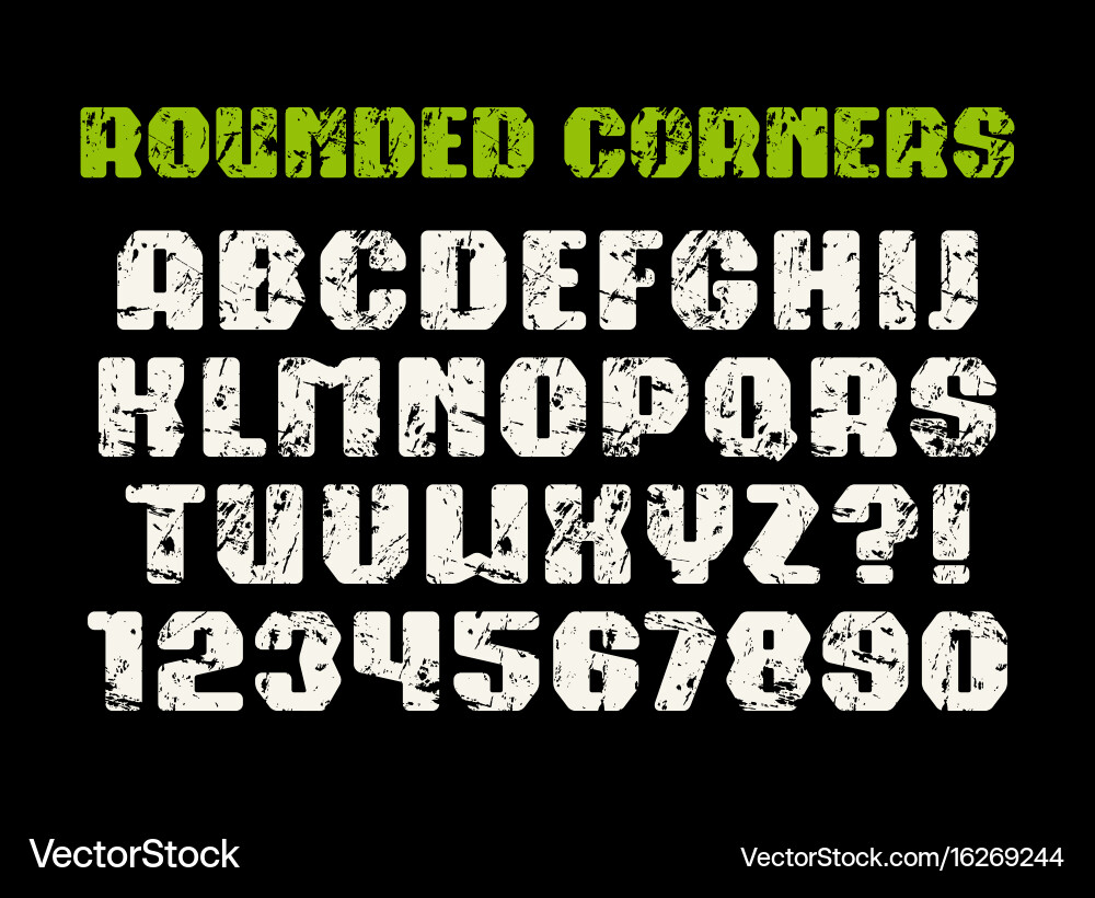 Sanserif square font with rounded corners vector image