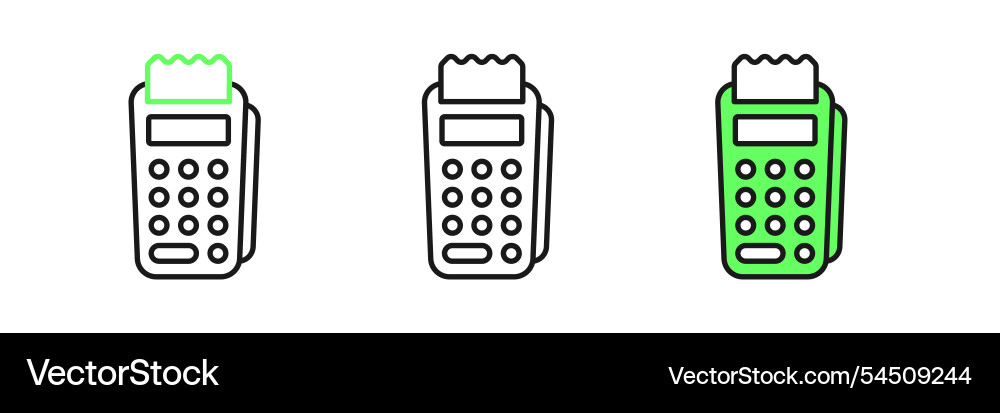 Set line pos terminal with inserted credit card Vector Image
