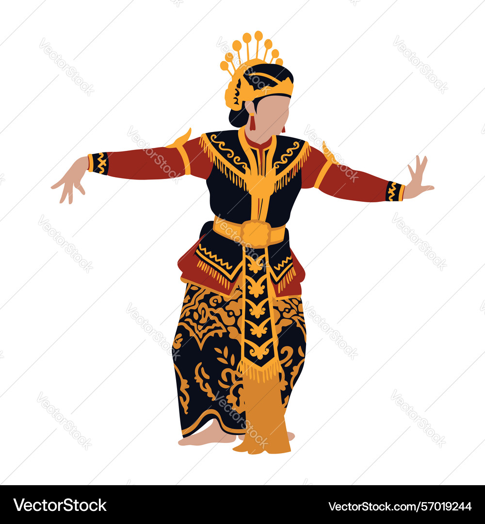 Stylized of a javanese dancer in traditional Vector Image