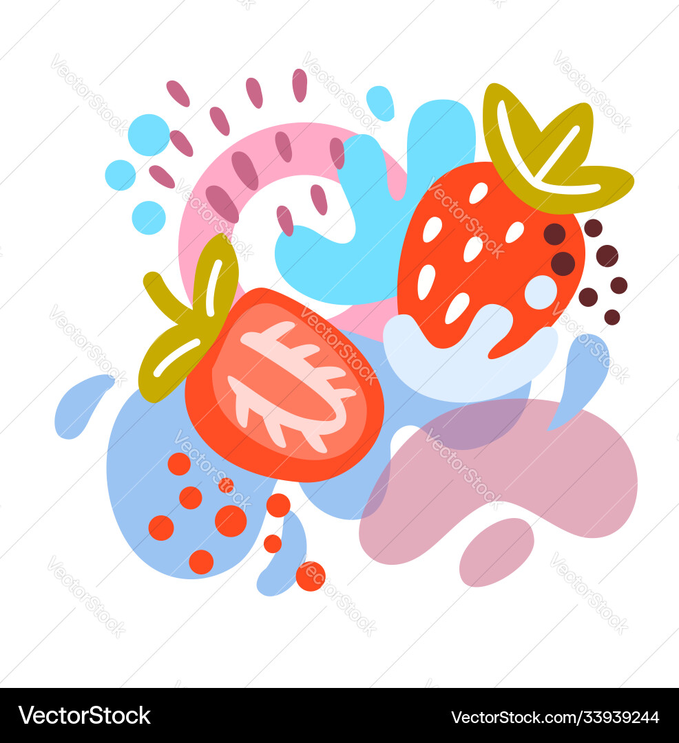 Verschiedene helle Beeren drehen sich in Whirlpool Verschiedene helle Beeren drehen sich in Whirlpool vektorbild