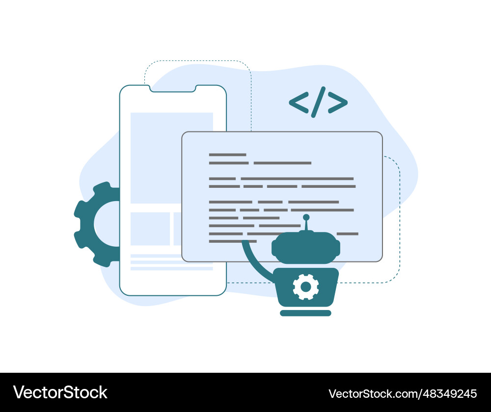 AI Coding Assistant Mobile App vector image