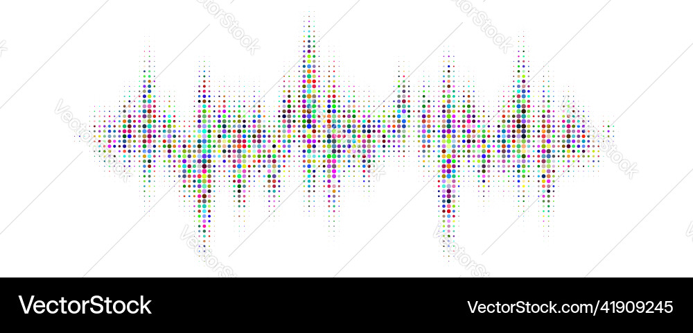 Halftone pattern of audio waveform sound wave Halftone pattern of audio waveform sound wave vector image