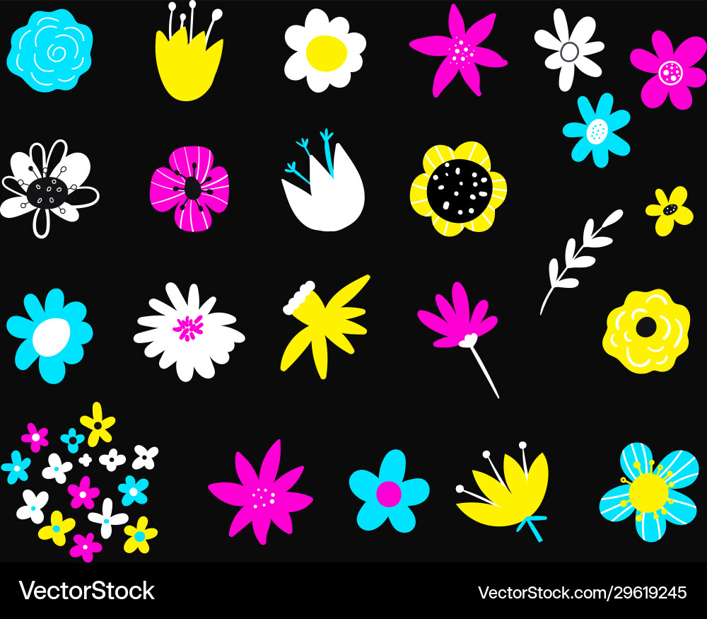 Hand gezeichnet bunten blühenden Blumen botanisch Hand gezeichnet bunten blühenden Blumen botanisch vektorbild